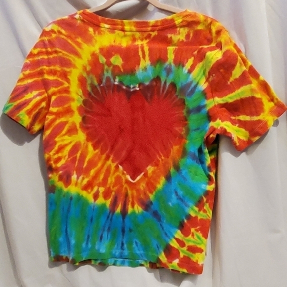 Tradition Multicoloured Tie-dye Heart T-shirt Medium - Picture 3 of 5